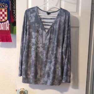 Torrid Blue-Gray Tie-Dye Long Sleeve Top